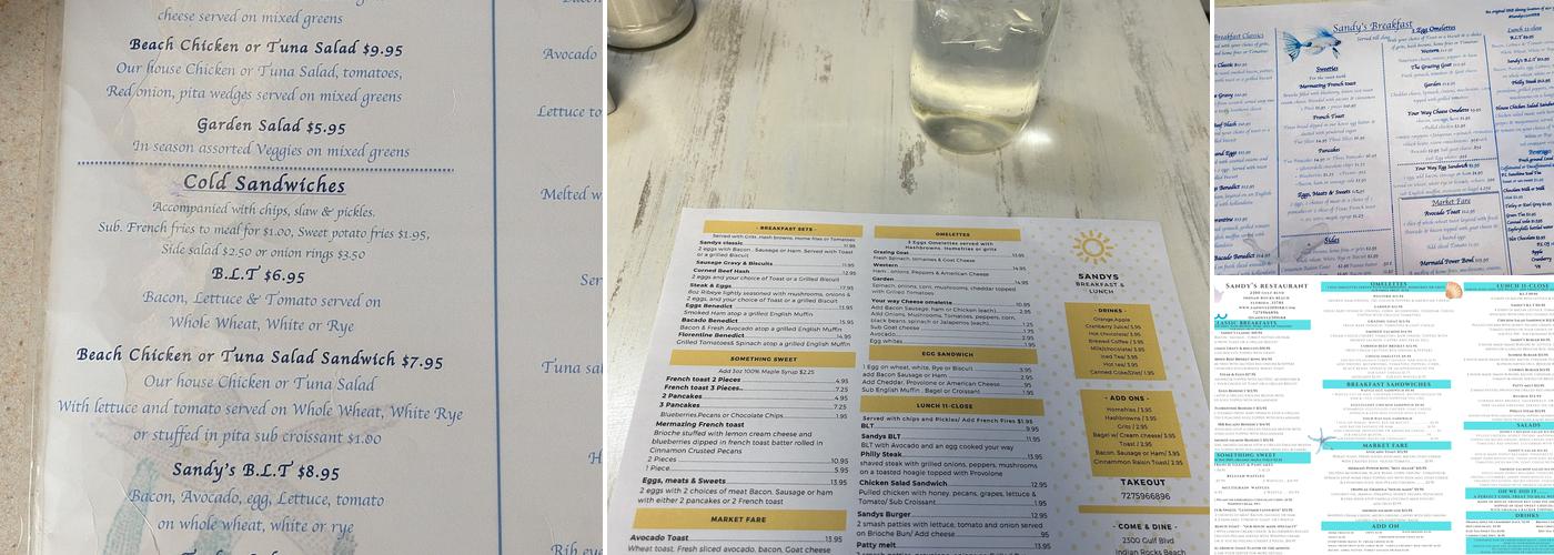 Sandy's Restaurant Menu