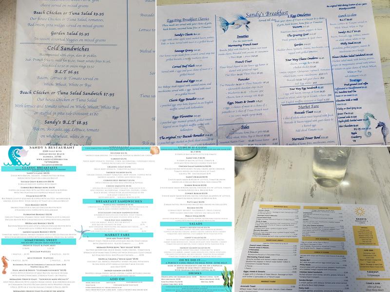 Sandy's Restaurant Menu