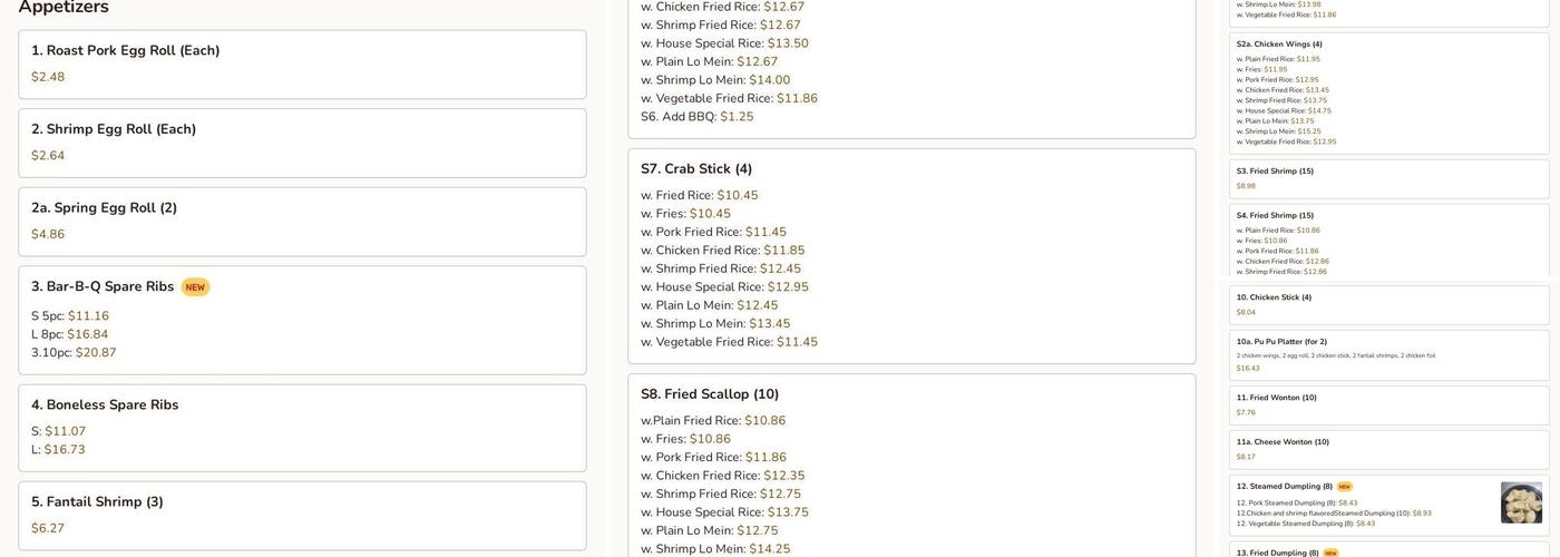 Hau Sing Kitchen Menu