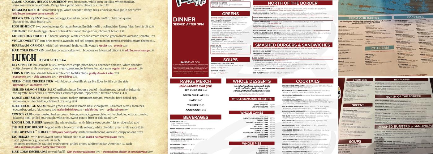 Range Café Bernalillo Menu