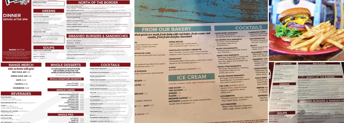 Range Café Bernalillo Menu