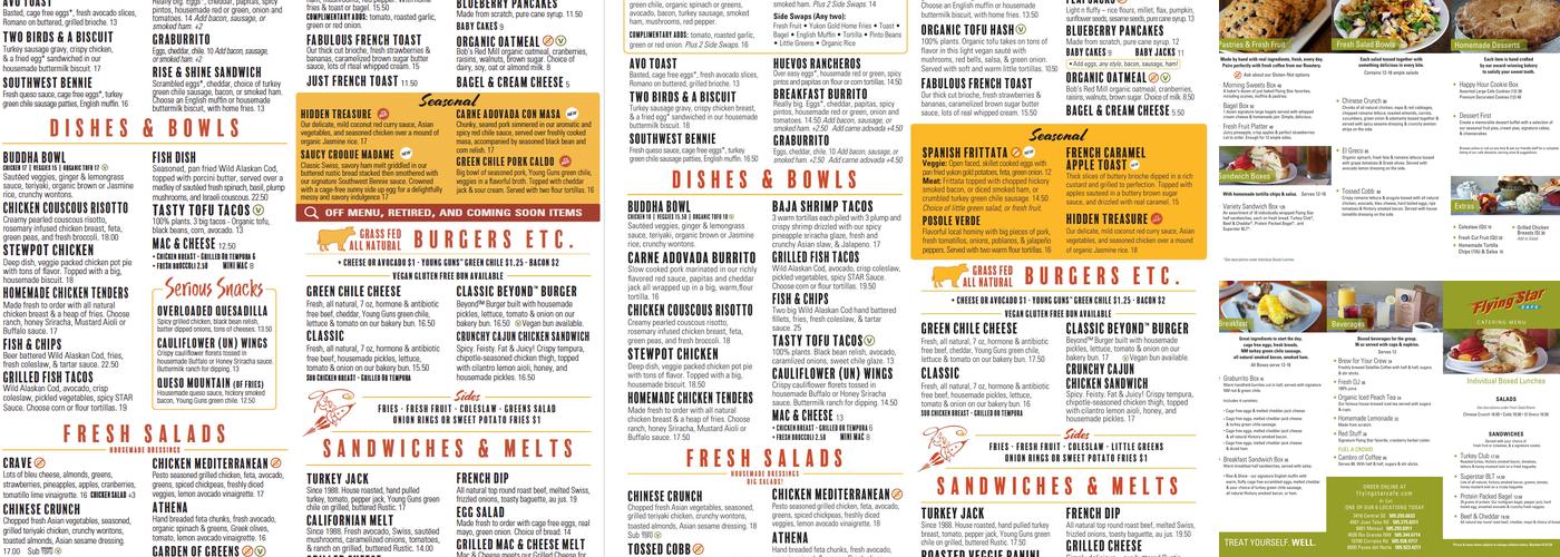 Flying Star Cafe Menu