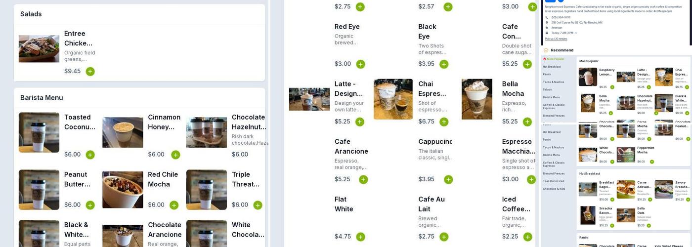 Cafe Bella Coffee Menu