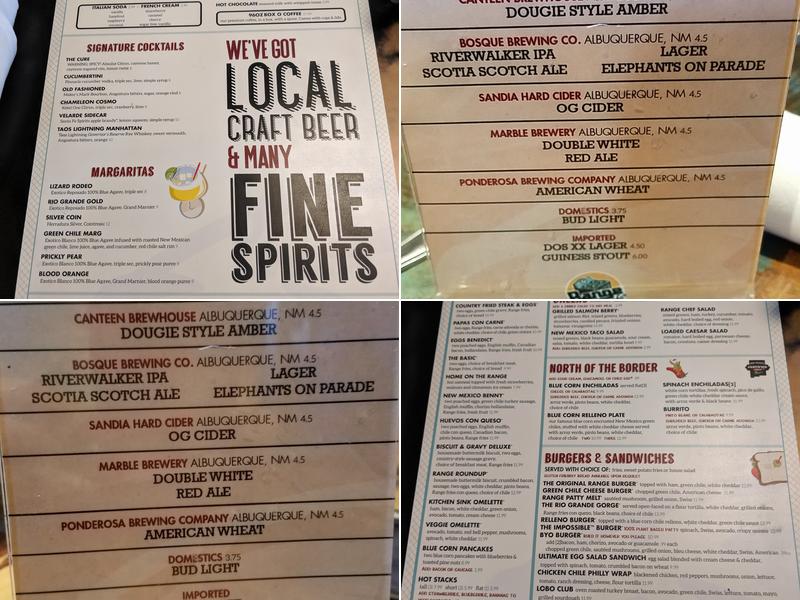 Range Cafe Coors Menu