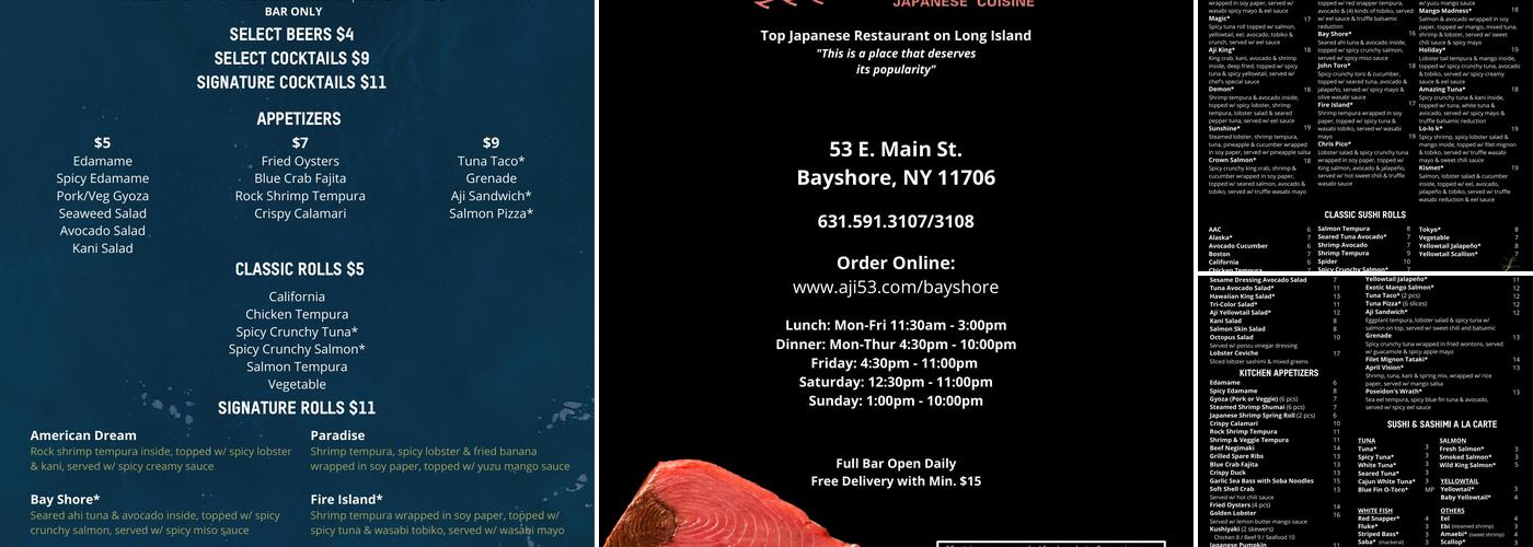 Aji 53 Japanese Restaurant Menu