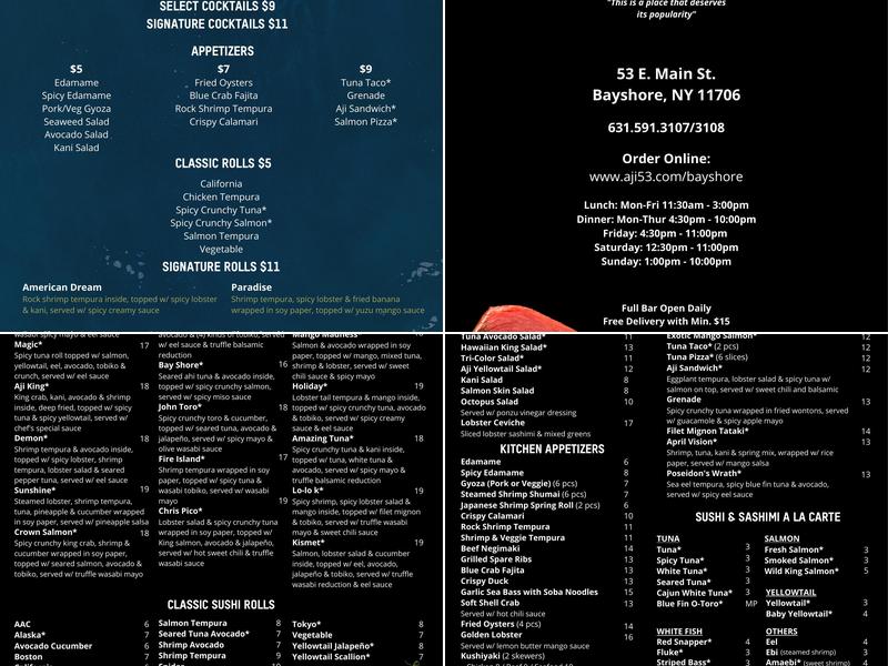 Aji 53 Japanese Restaurant Menu