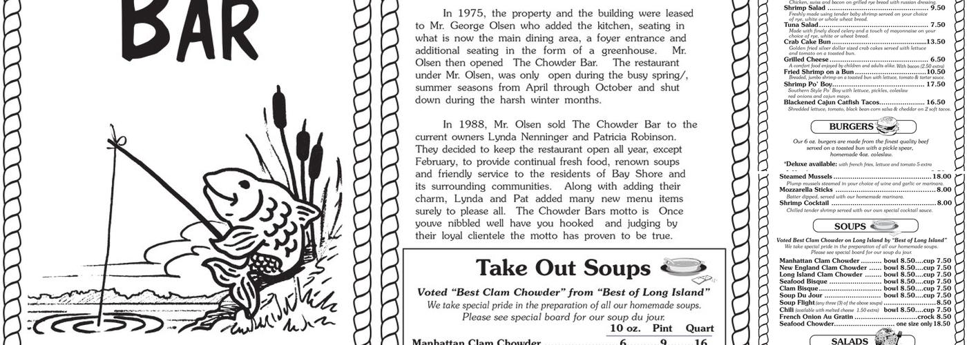 Chowder Bar Menu