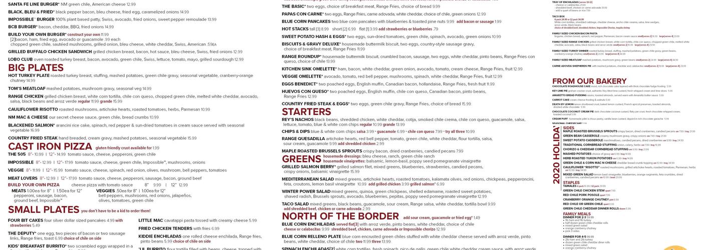 Home At the Range Menu