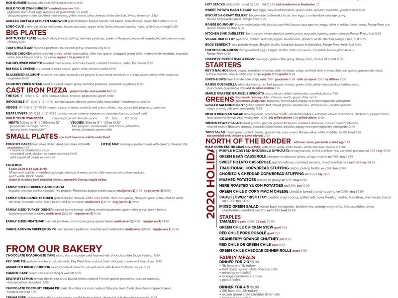 Home At the Range Menu