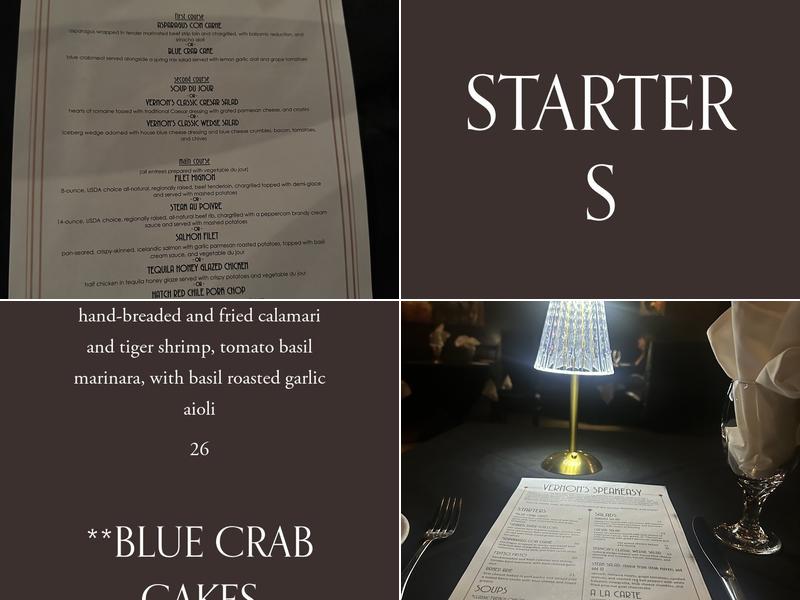 Vernon's Speakeasy Menu