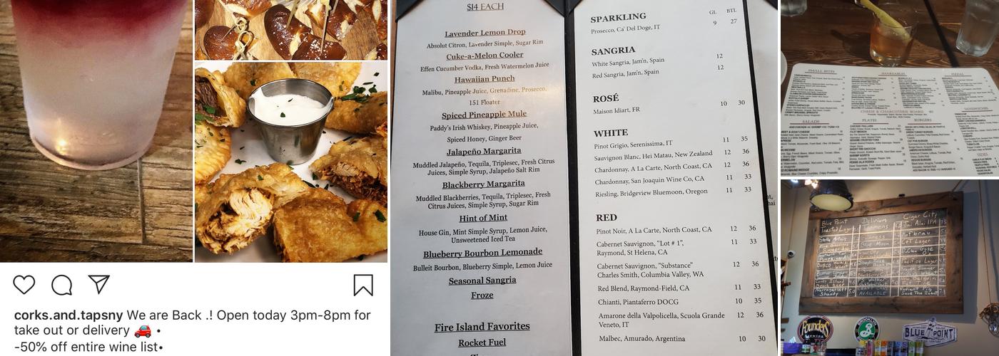Corks and Taps Menu