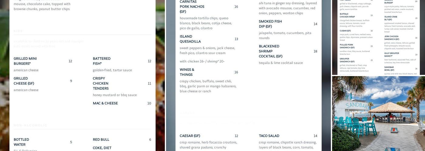Sandbar Menu