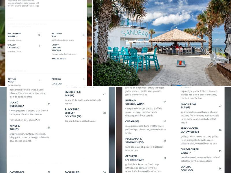 Sandbar Menu