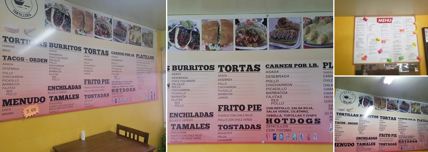 Ruby's Tortilleria Menu