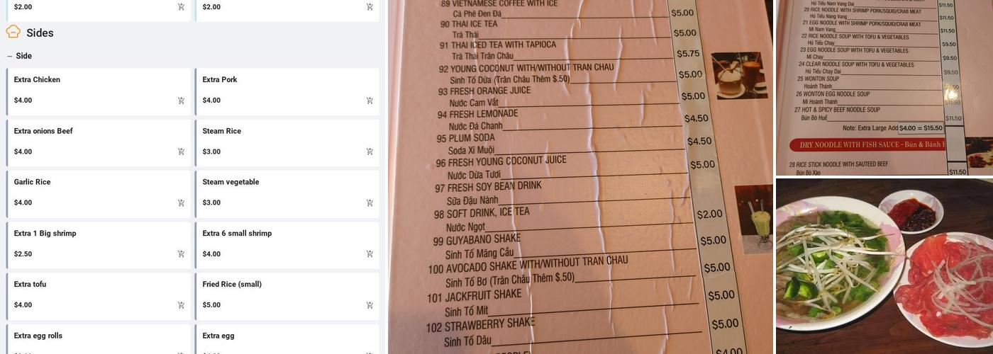 Saigon 2 Restaurant Menu