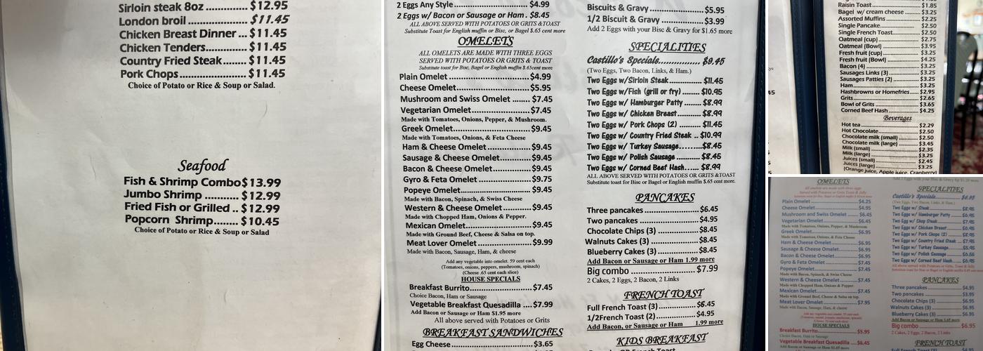 Castillo's Restaurant Menu