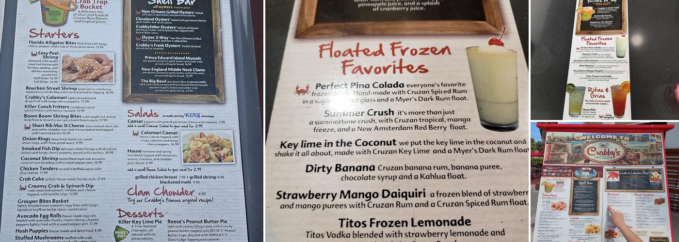 Crabby's Dockside Clearwater Menu