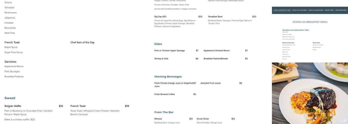 Ocean Hai Menu