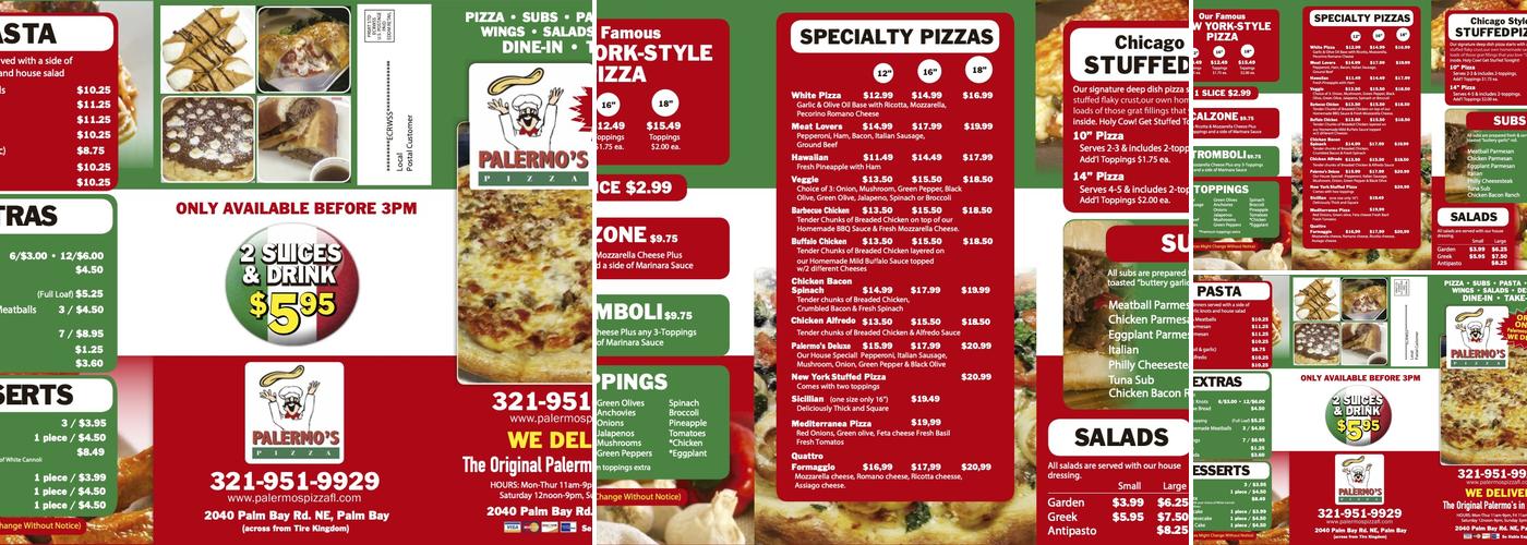 Palermo's Pizza Menu