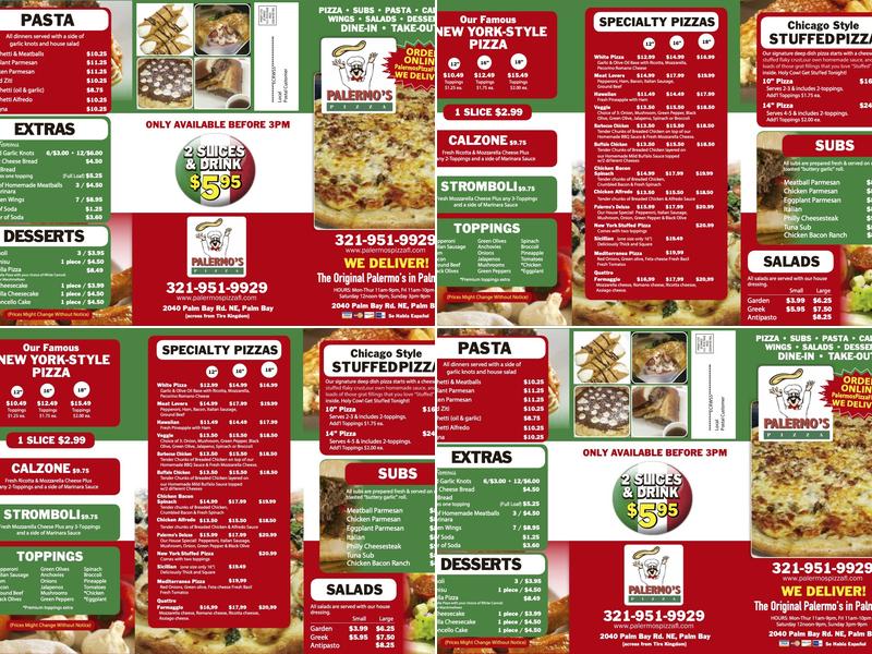 Palermo's Pizza Menu