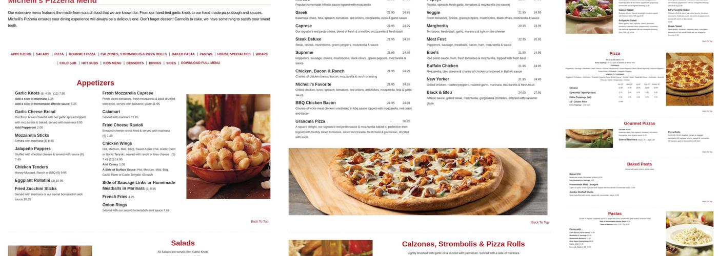 Michelli's Pizzeria Menu