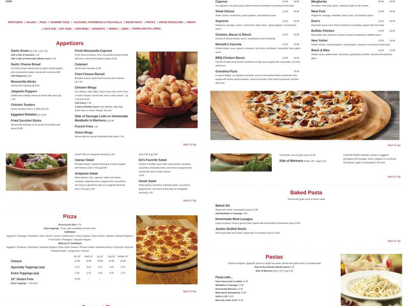 Michelli's Pizzeria Menu