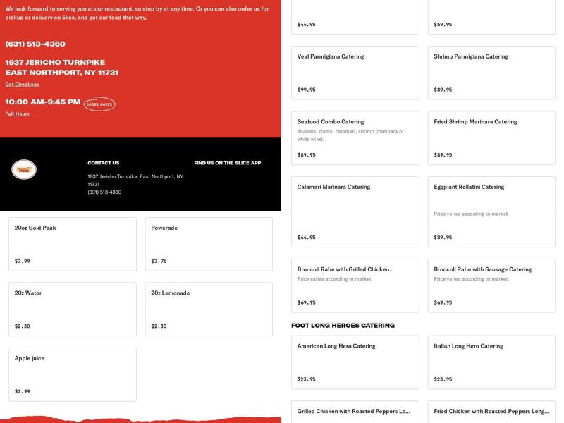 Mozzarella's Pizza Menu