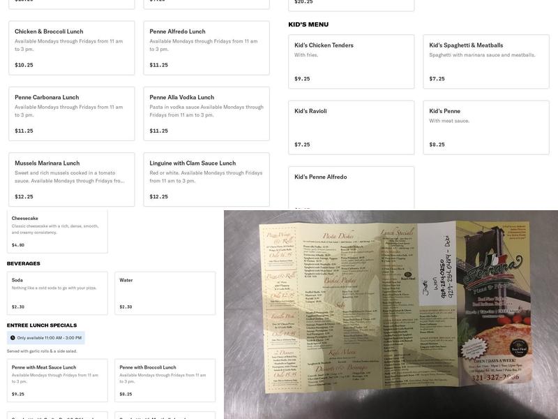 Pherrara's Pizzeria Menu