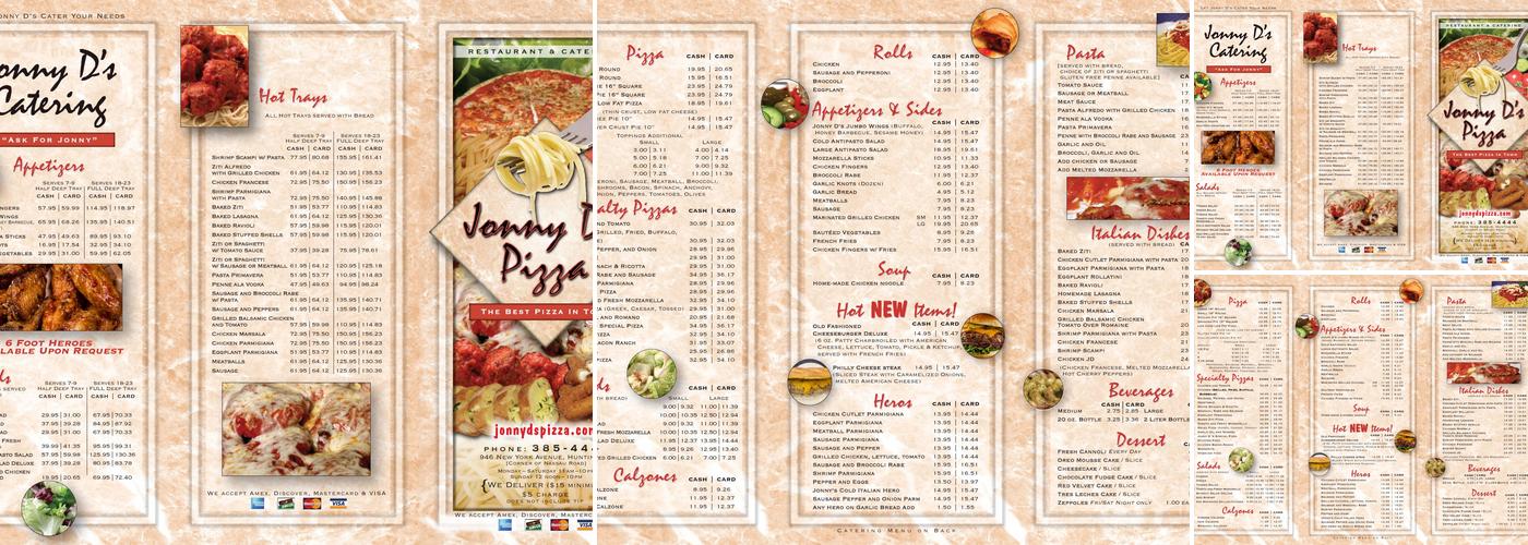 Jonny D's Pizza Menu