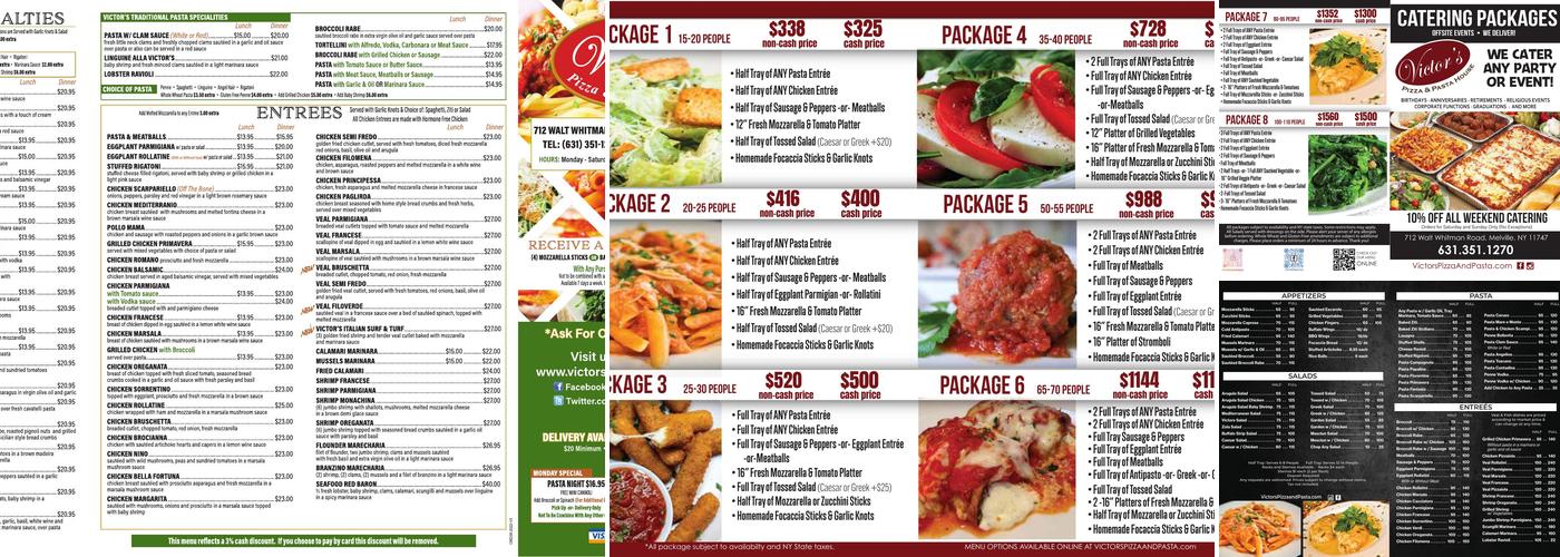 Victors Pizza and Pasta House Menu