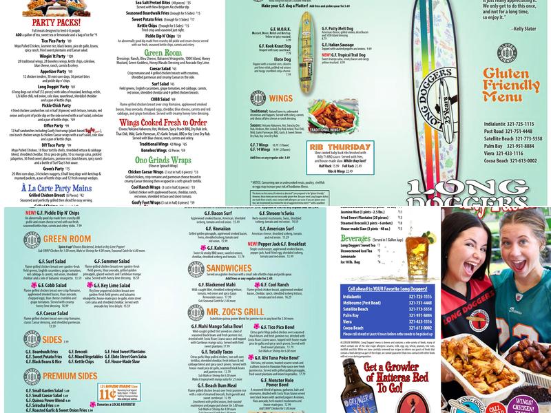 Long Doggers Menu