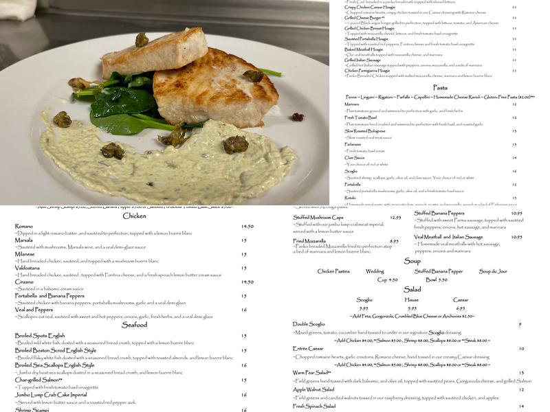 Scoglio's Greentree Menu