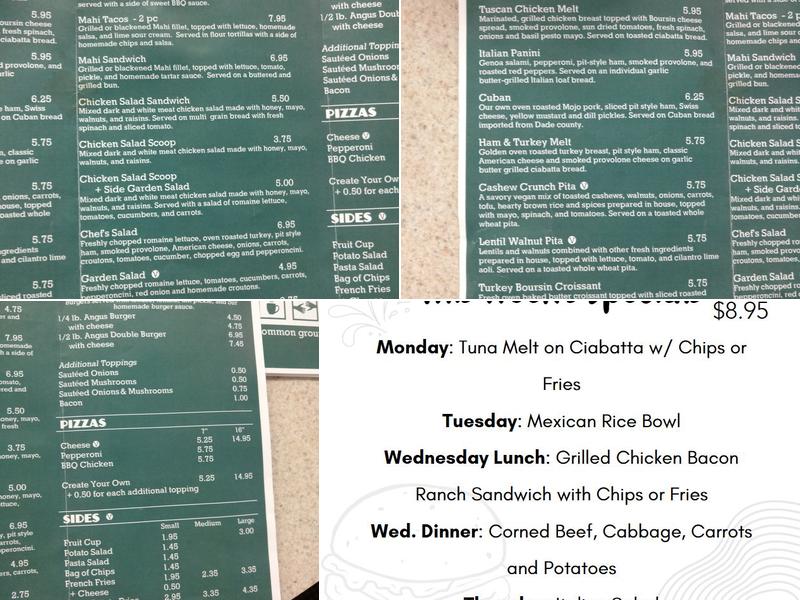 Common Grounds Cafe Menu