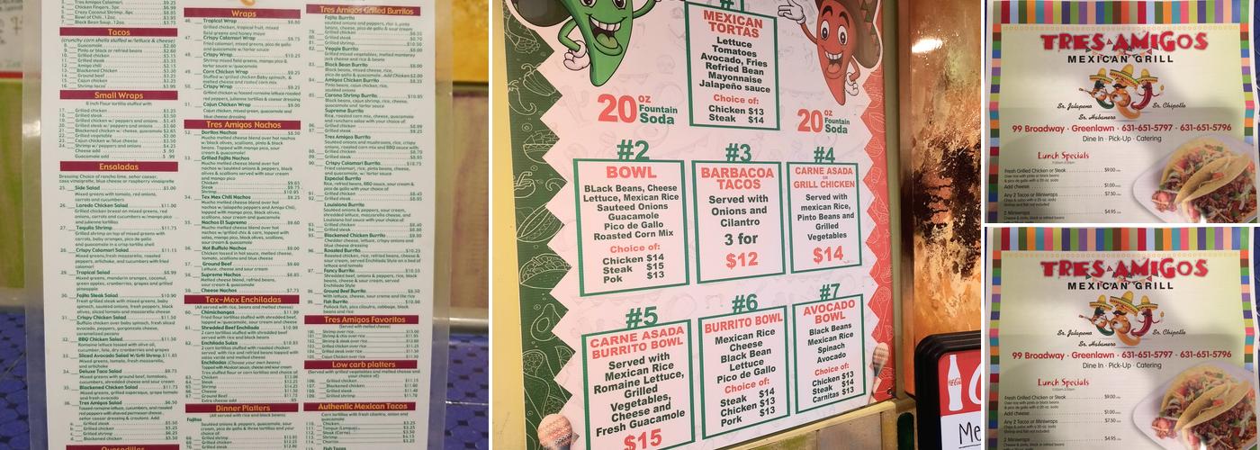 Tres Amigos Menu