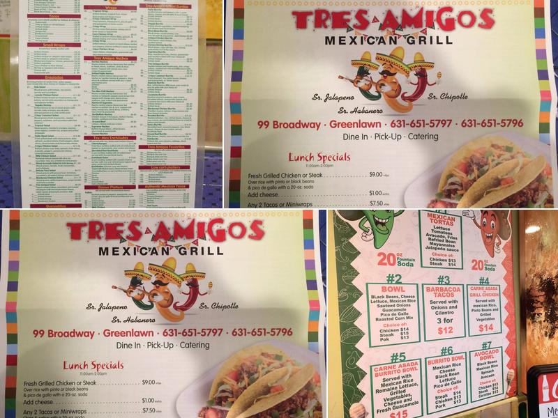 Tres Amigos Menu