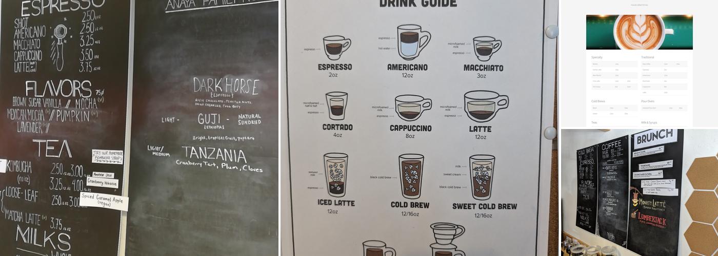 Anaya coffee Menu