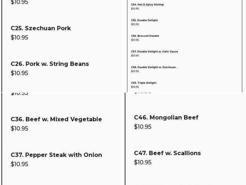 Great Wall Restaurant Menu