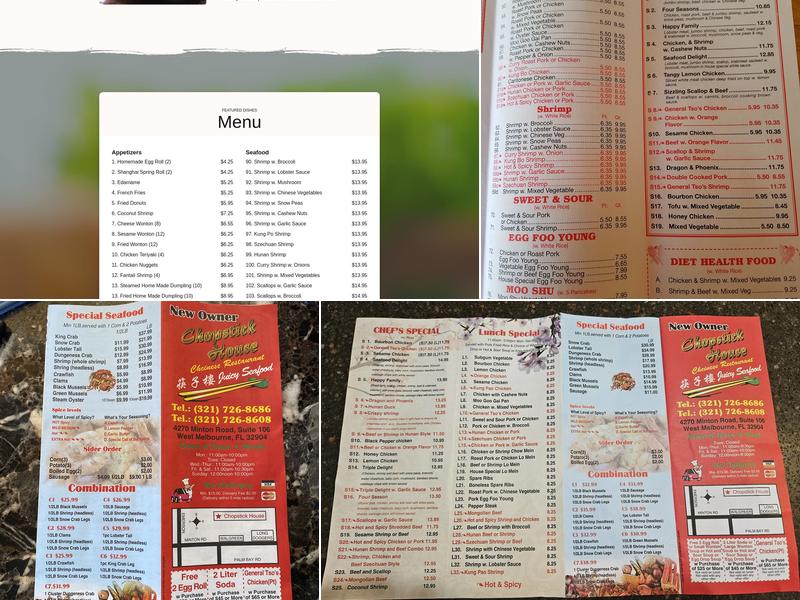 Chopstick House Menu