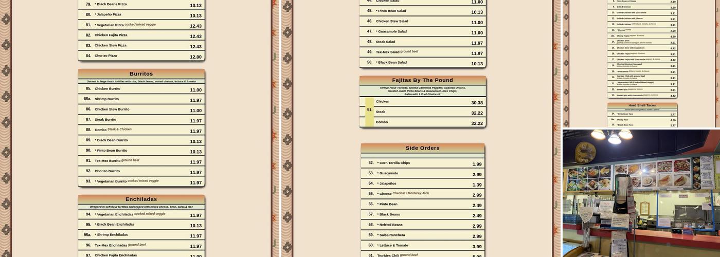 Faz's Tex-Mex Grill Menu