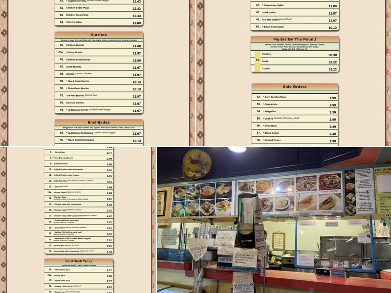 Faz's Tex-Mex Grill Menu