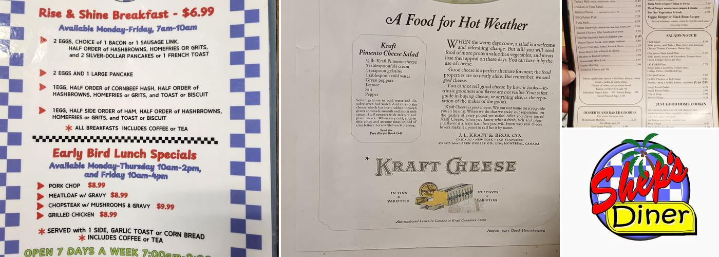 Shep's Diner Menu