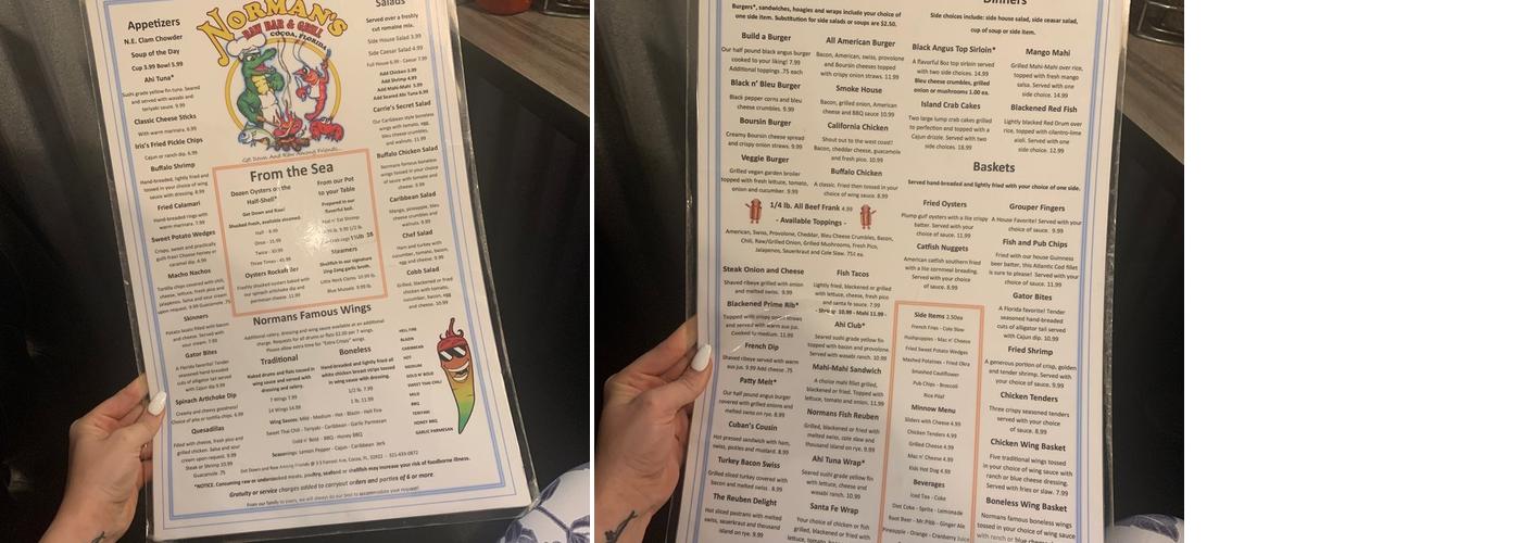 Normans Raw Bar & Grill Menu