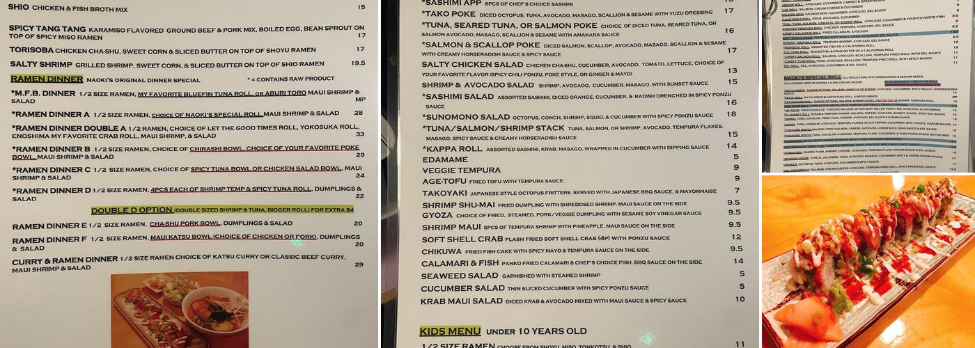 NAOKI JAPANESE CUISINE Menu