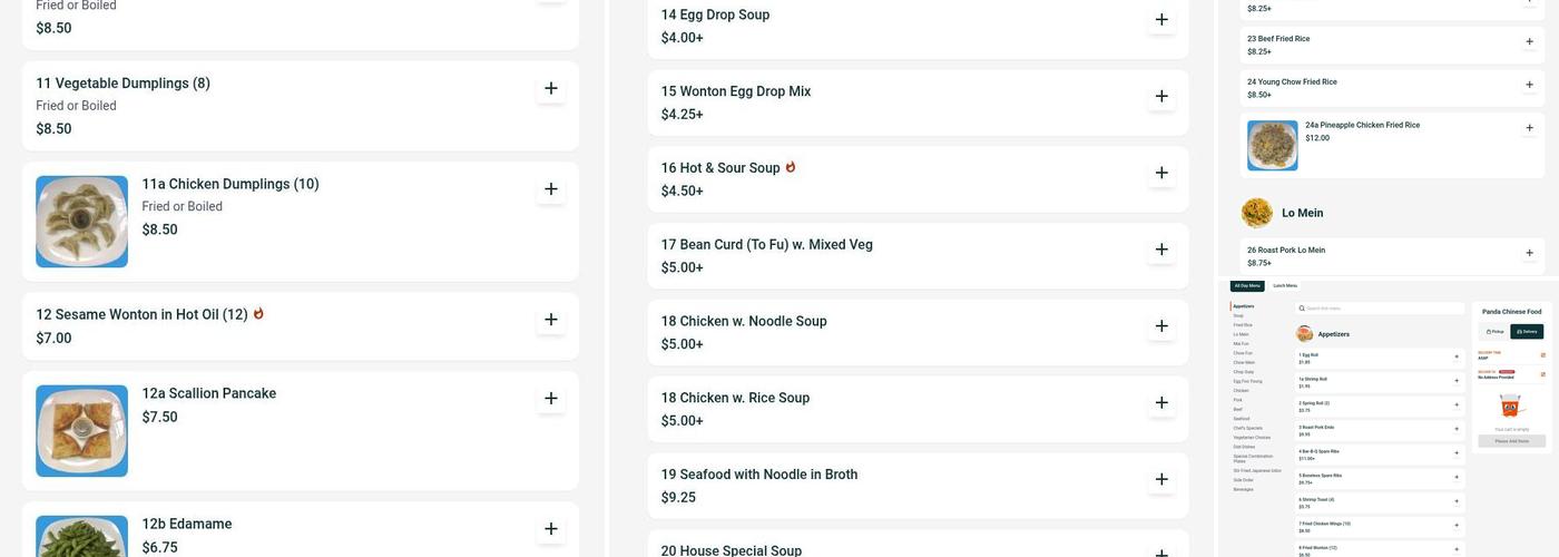 Panda Chinese Food Menu