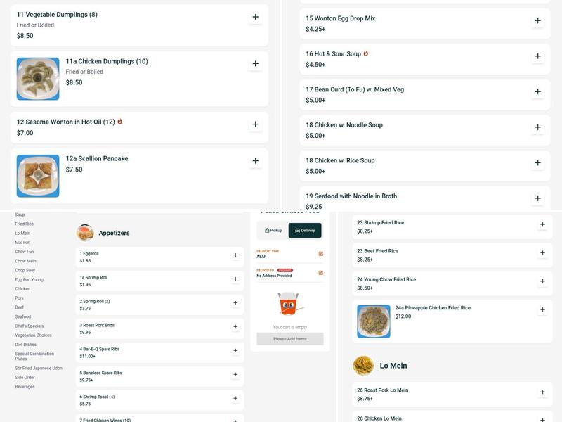 Panda Chinese Food Menu