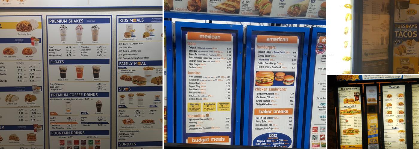 Baker's Drive-Thru Menu