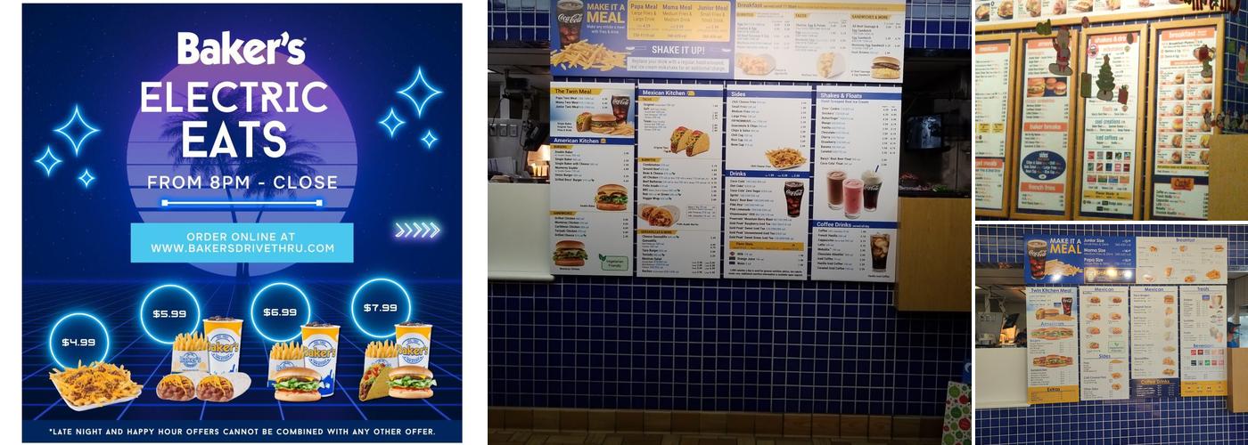 Baker's Drive-Thru Menu