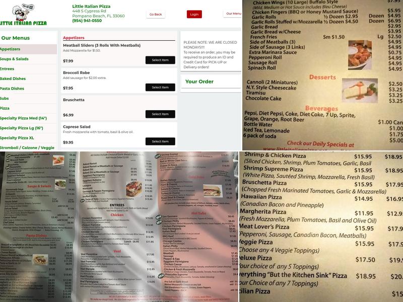 Little Italian Pizza Menu