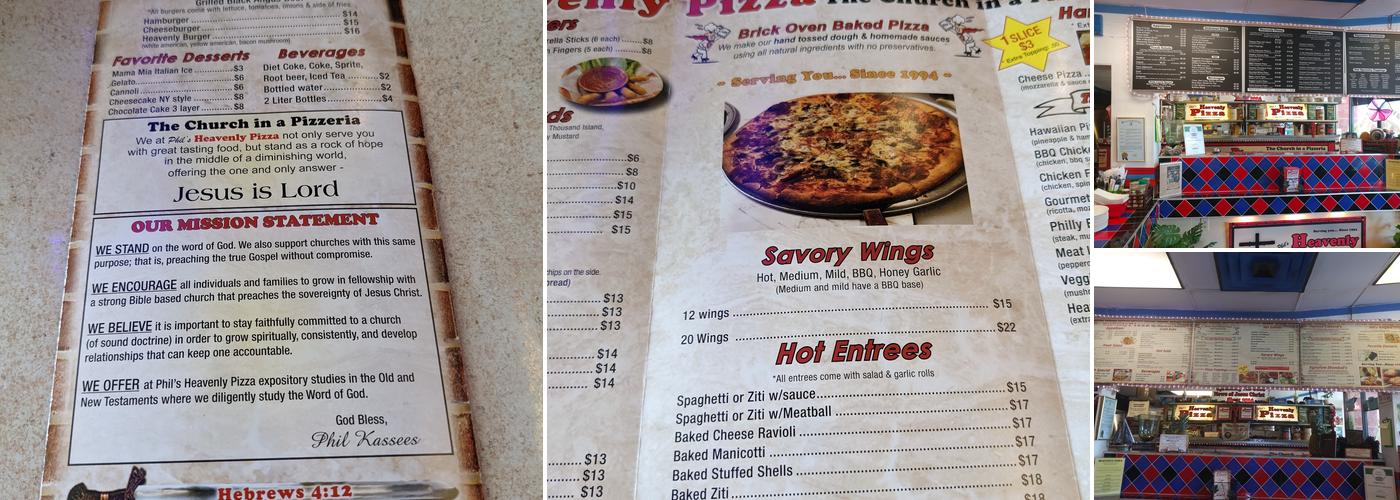 Phil's Heavenly Pizza Menu