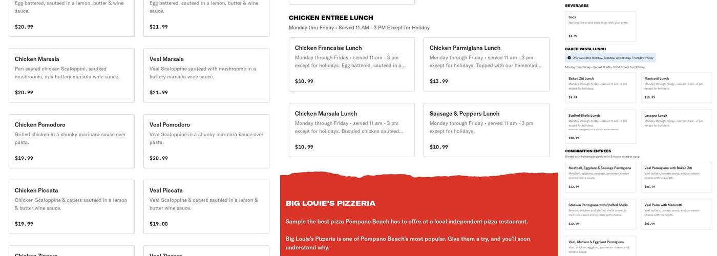 Big Louie's Pizzeria Menu
